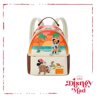 Mickey and Minnie Mouse Beach Loungefly Mini Backpack - Disney Parks