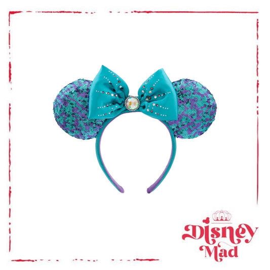 Minnie Mouse Sequined Ear Headband with Bow Blue and Purple - Disney Parks