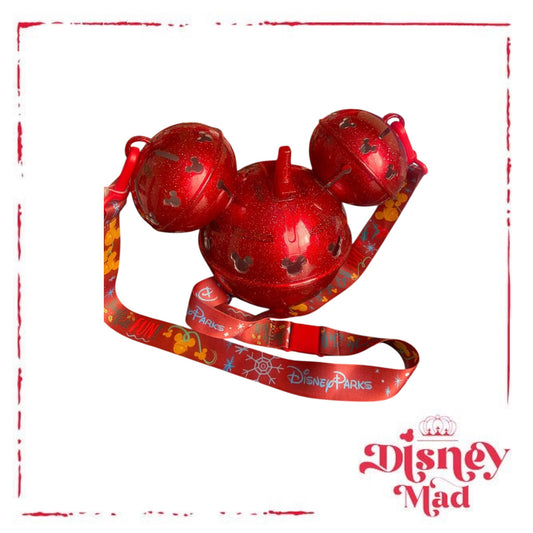 Disneyland 2024 Mickey Icon Red Glitter Jingle Bell Light Up Sipper