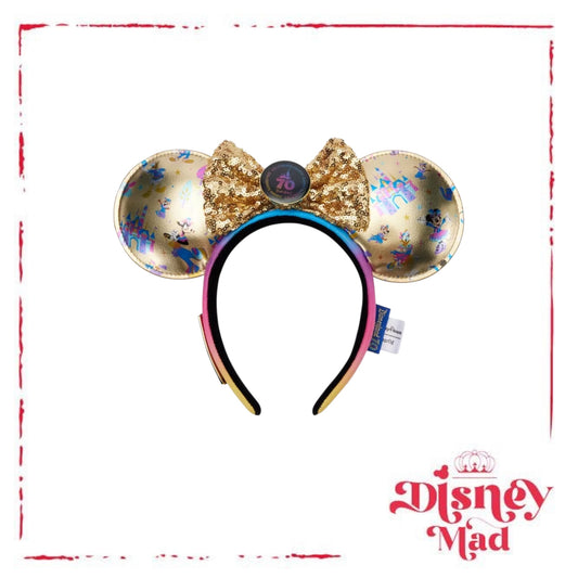 Mickey Mouse and Friends Loungefly Ear Headband for Adults – Disneyland 70th Anniversary - Disney Parks