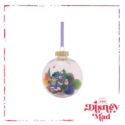 Disney Set Of 7 Baubles With Gift Box -Stitch With Pom Pots
