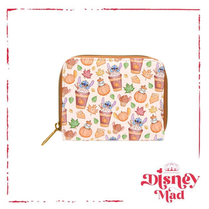 Loungefly Disney Stitch Pumpkin Spice Latte Mini Zipper Wallet