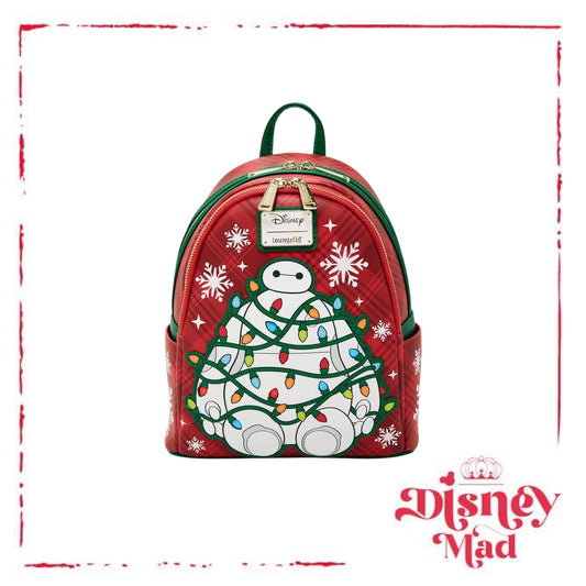 Loungefly Disney Big Hero 6 Baymax Holiday Plaid Light-Up Mini Backpack