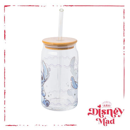 Silver Buffalo Stitch Blogger Good Day Sparkles Glass Tumbler w Bamboo Lid and Glass Straw