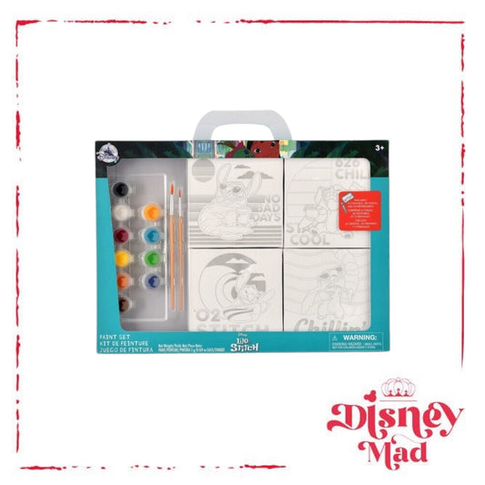 Disney Store Japan Stitch Paint Set Canvas 4.9 inch Square with 10 Colors Paint