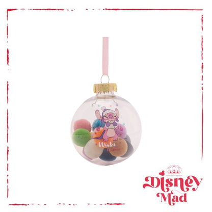 Disney Set Of 7 Baubles With Gift Box -Stitch With Pom Pots