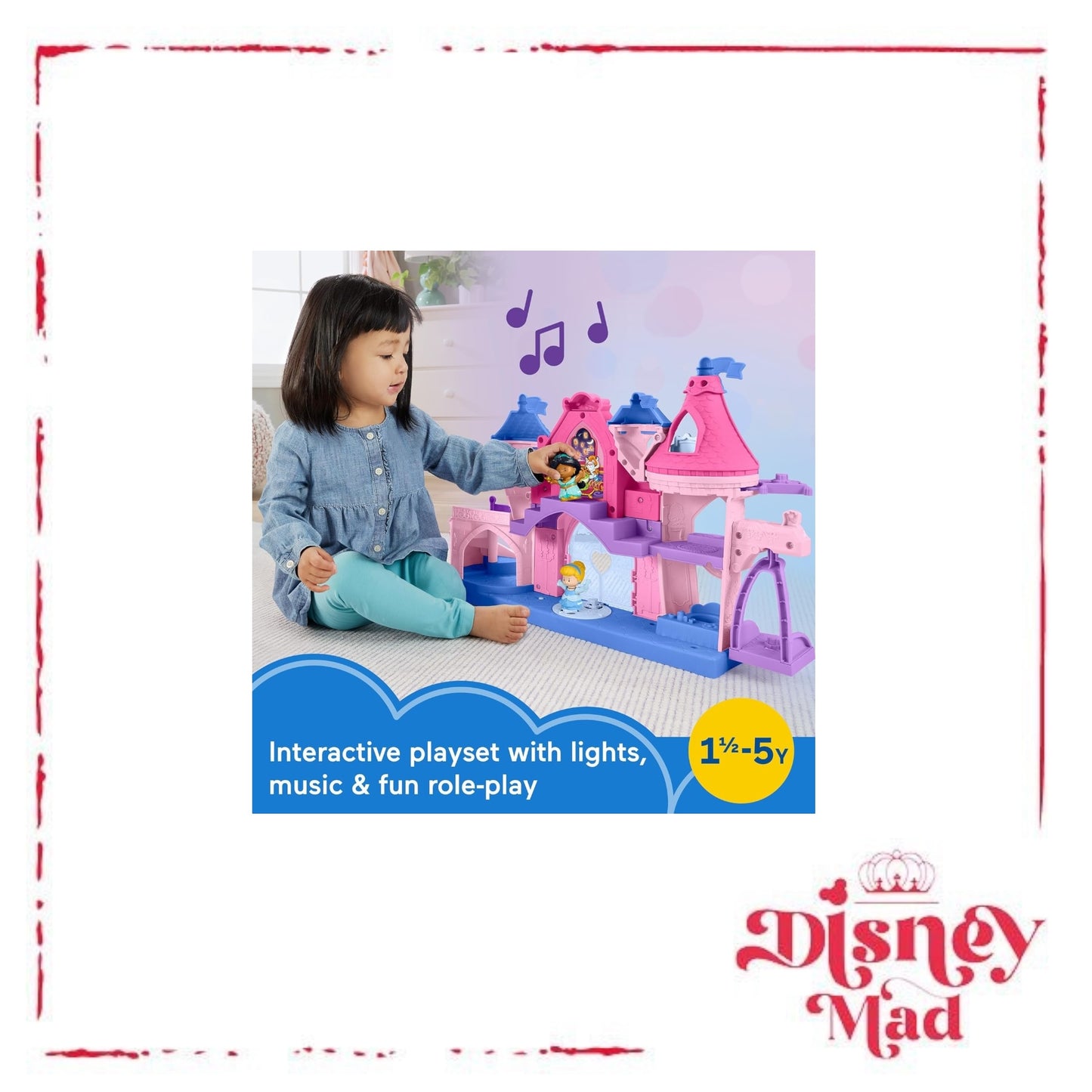 Fisher-Price Little People Toddler Playset Disney Princess Magical Lights & Dancing Castle Musical Toy with 2 Figures