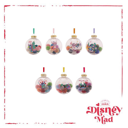 Disney Set Of 7 Baubles With Gift Box -Stitch With Pom Pots