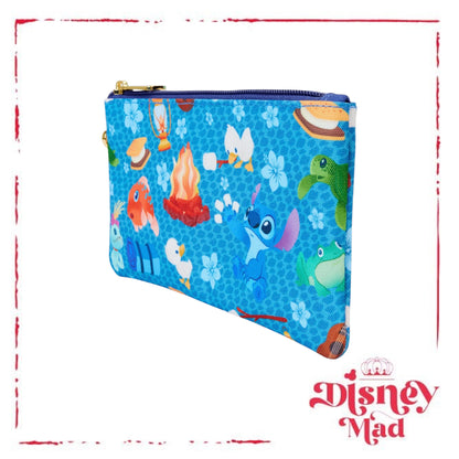 Loungefly Disney Stitch Camping Cuties All Over Print Nylon Wristlet