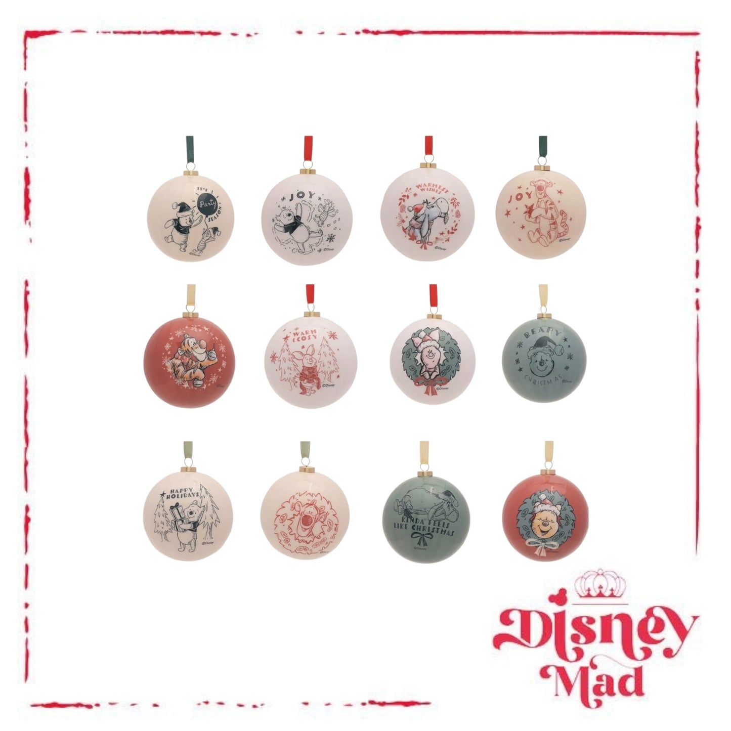 Disney Winnie the Pooh Set of 12 Baubles
