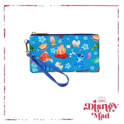 Loungefly Disney Stitch Camping Cuties All Over Print Nylon Wristlet