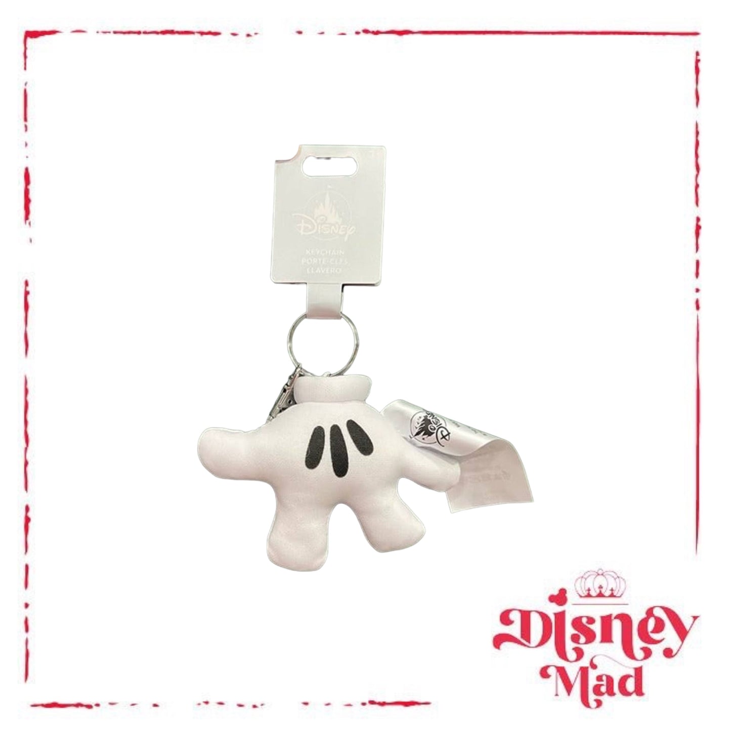 Disney Parks White Mickey Mouse Glove Hand Plush Keychain