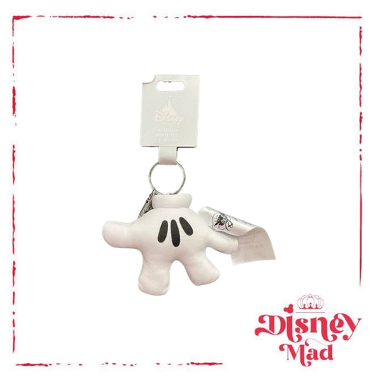 Disney Parks White Mickey Mouse Glove Hand Plush Keychain