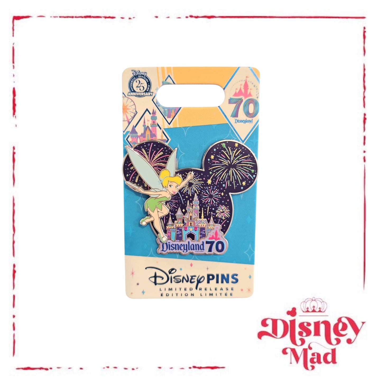 Disneyland 70th Tinker Bell over Castle Fireworks Disney LR Pin