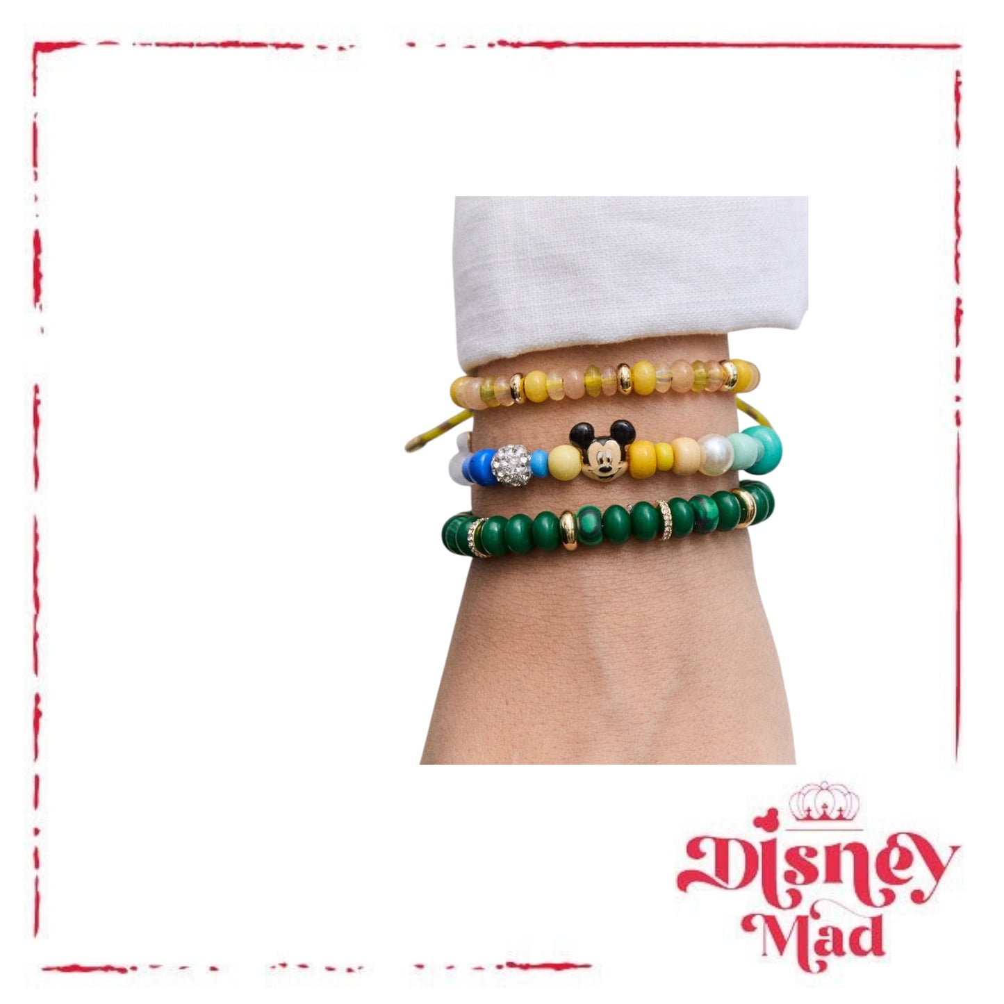 Disney Baublebar - Mickey Mouse Beaded Multicolored Charm Bracelet
