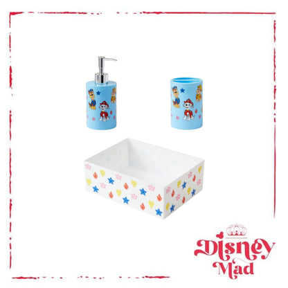 PAW Patrol 3-Piece Bathroom Accessory Set, Toothbrush Holder, Soap Pump, Storage Bin