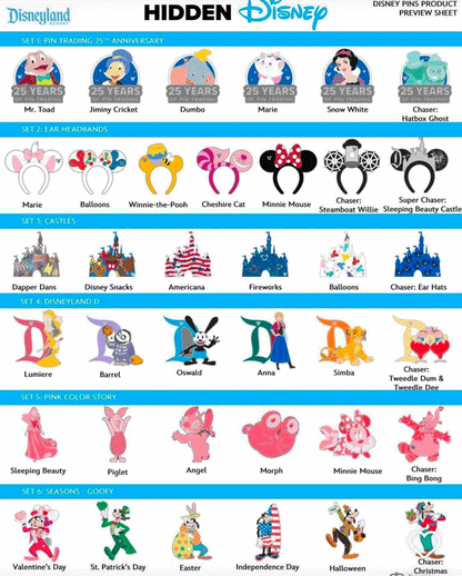 Disney Parks Hidden Mickey Mystery 2 Pack Pin - Wave A