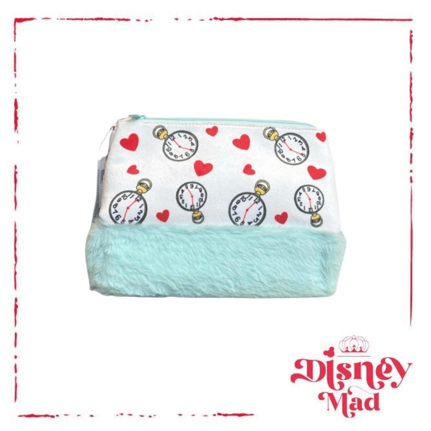Disney Parks Alice in Wonderland White Rabbit Plush Cosmetic Bag