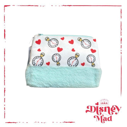 Disney Parks Alice in Wonderland White Rabbit Plush Cosmetic Bag