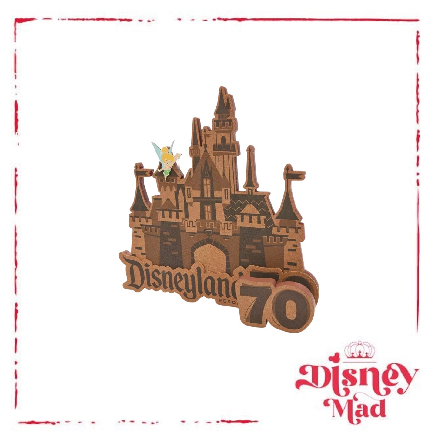 Disneyland 70th Anniversary Pin Collectors Board With Tinker Bell Pin Limited Release - Disney Parks