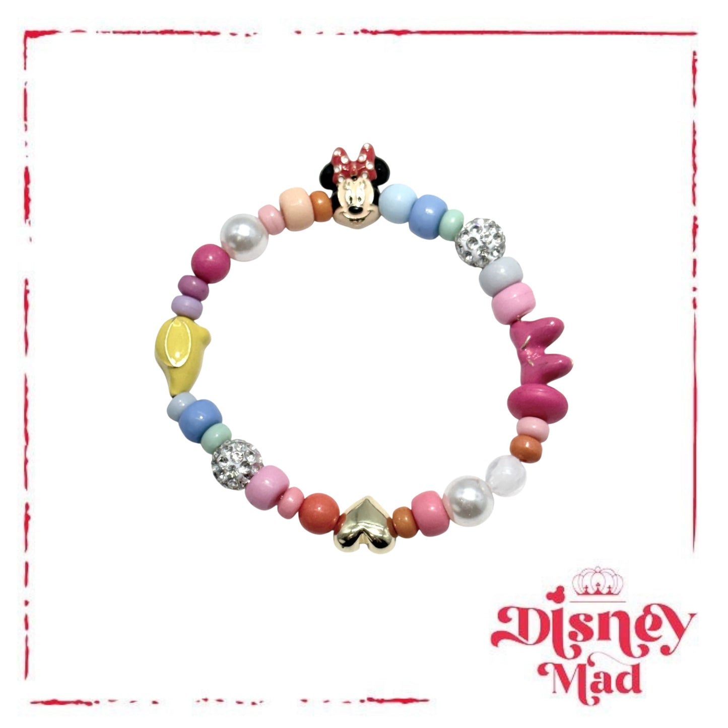 Disney Baublebar - Beaded Multicoloured Charm Bracelet - Minnie Mouse