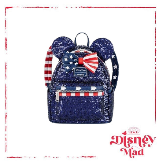 Disney Parks Loungefly Stars Stripes Americana Patriotic Sequin Mini Backpack