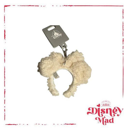 Disney Parks Minnie Mouse Headband Ears Sherpa Bag Clip Charm Keychain