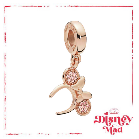 Pandora Disney Minnie Mouse Pave Headband Dangle Charm Rose Gold