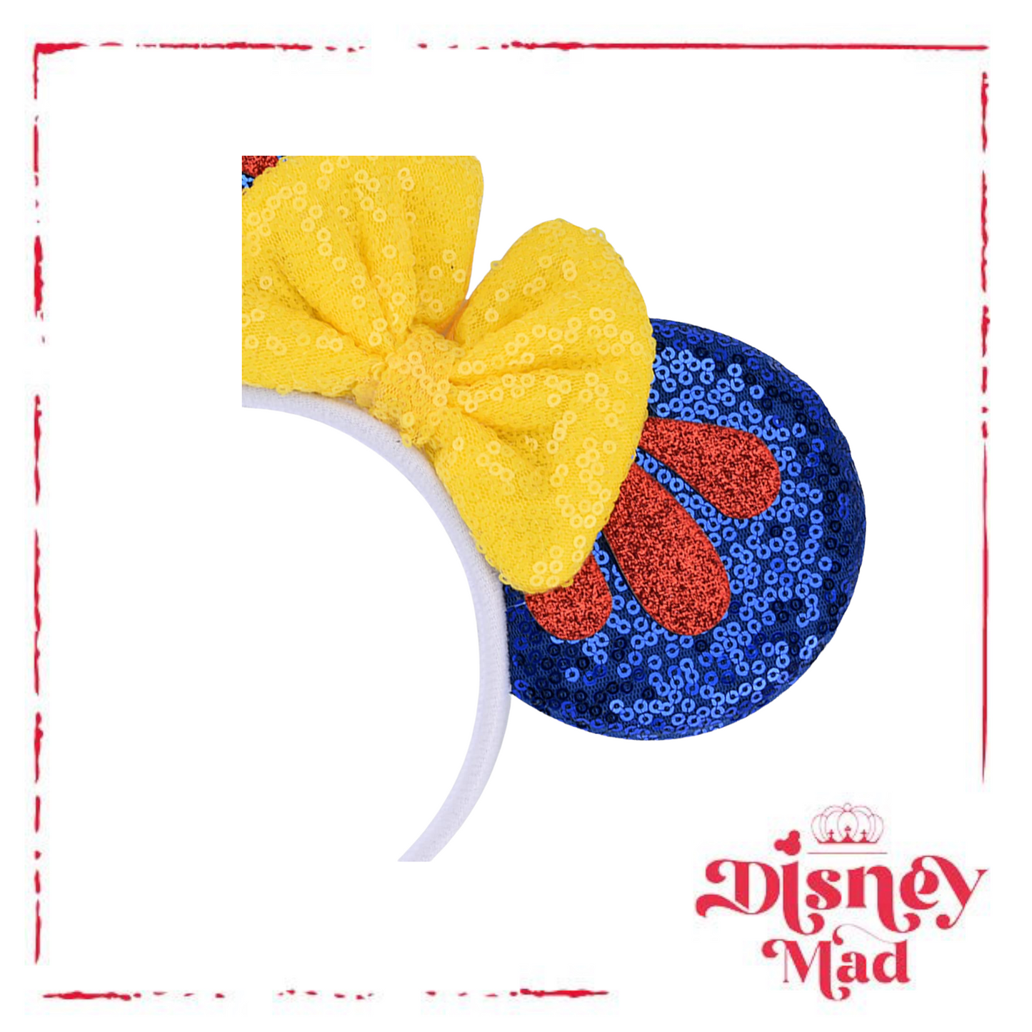 Sequin Mouse Ears Headband With Matching Scrunchie - Yellow And Blue