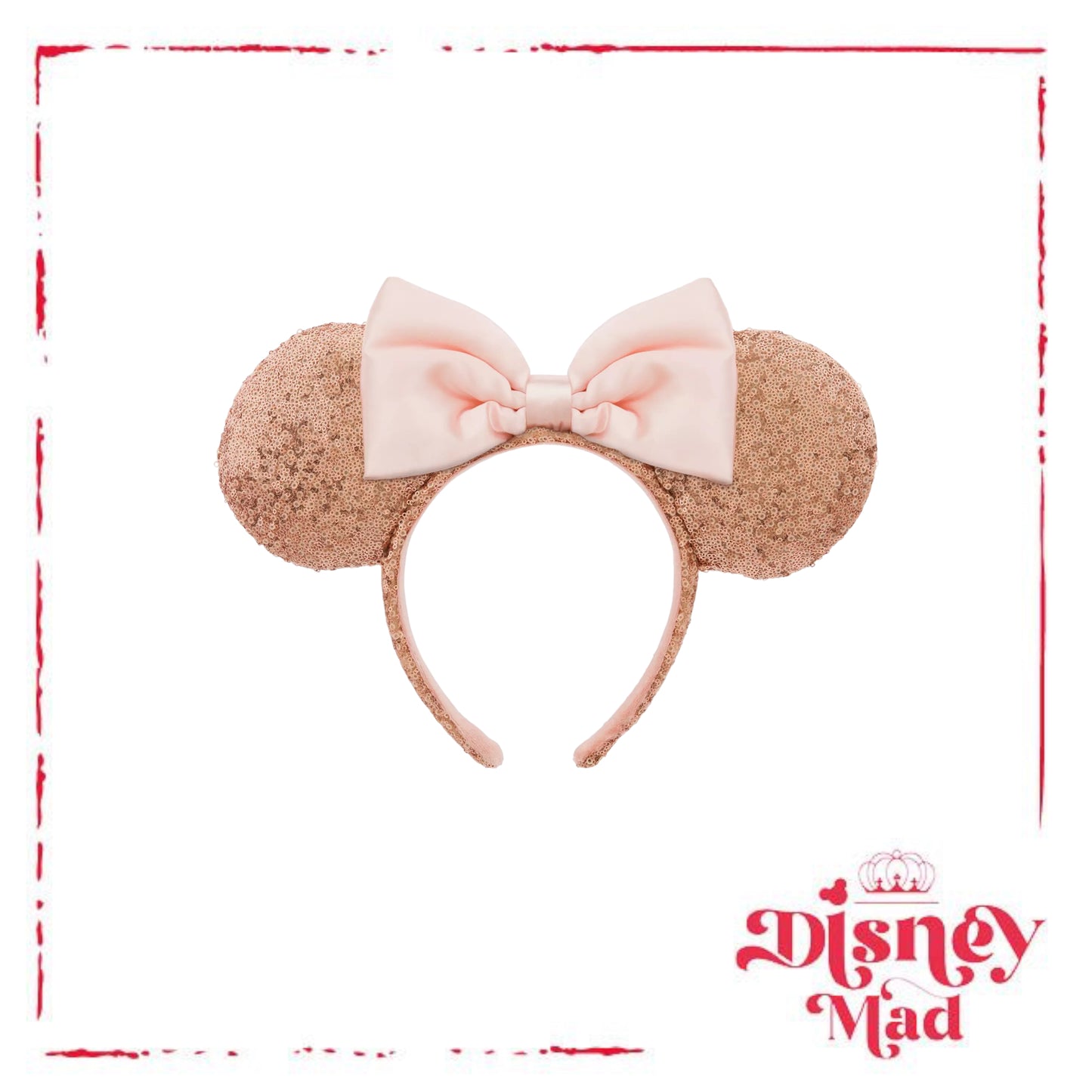 Minnie Mouse Sequin Ear Headband Rose Gold & Pink Disney Parks