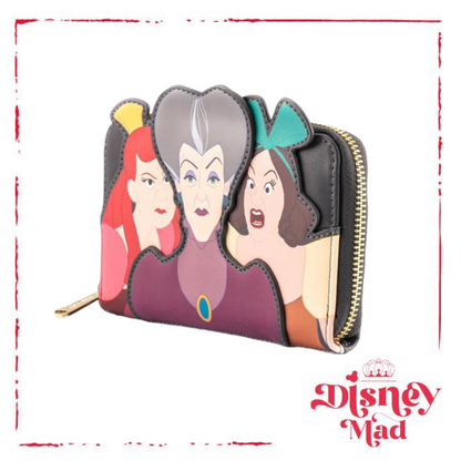 Disney Loungefly Villains Scene Evil Stepmother And Step Sisters Zip Around Wallet