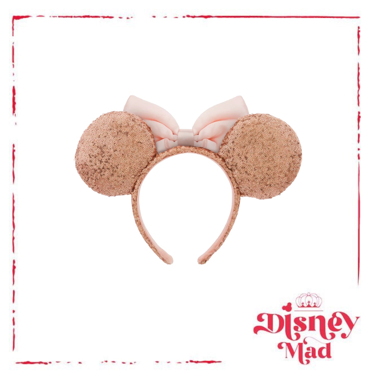 Minnie Mouse Sequin Ear Headband Rose Gold & Pink Disney Parks