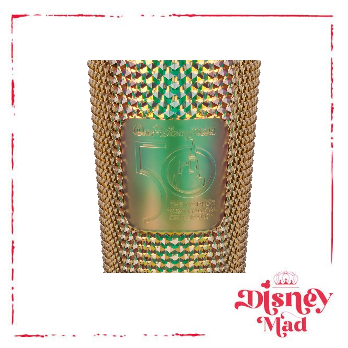 Walt Disney World 50th Anniversary Geometric Starbucks Tumbler with Straw – Gold