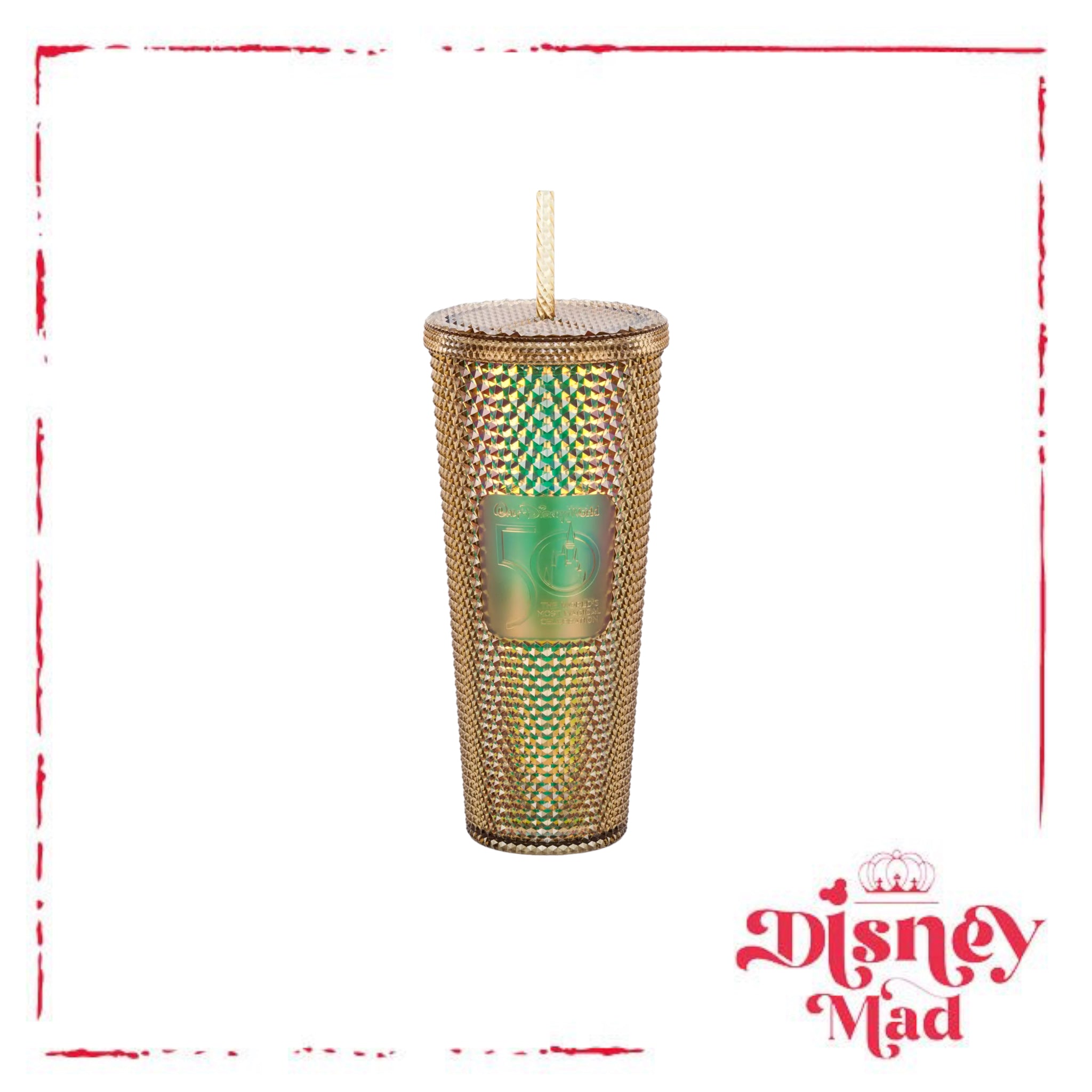 Walt Disney World 50th online Anniversary Geometric Starbucks Tumbler with Straw – Gold