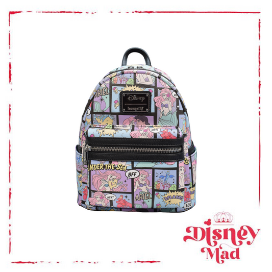 Disney Loungefly The Little Mermaid Comic AOP Mini Backpack - Grotto Treasures Exclusive