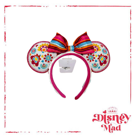 Floral Mexico Pavilion Minnie Mouse Ears Headband with Bow