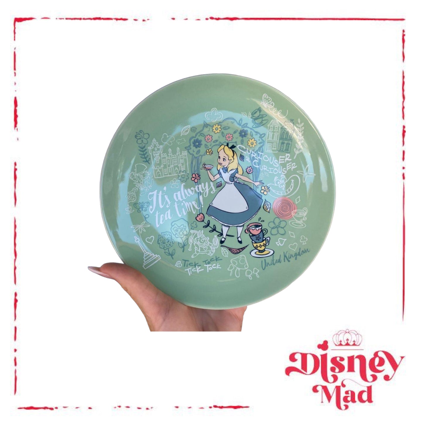 Epcot world showcase  United Kingdom  Alice  It’s always tea time plate Disney Parks