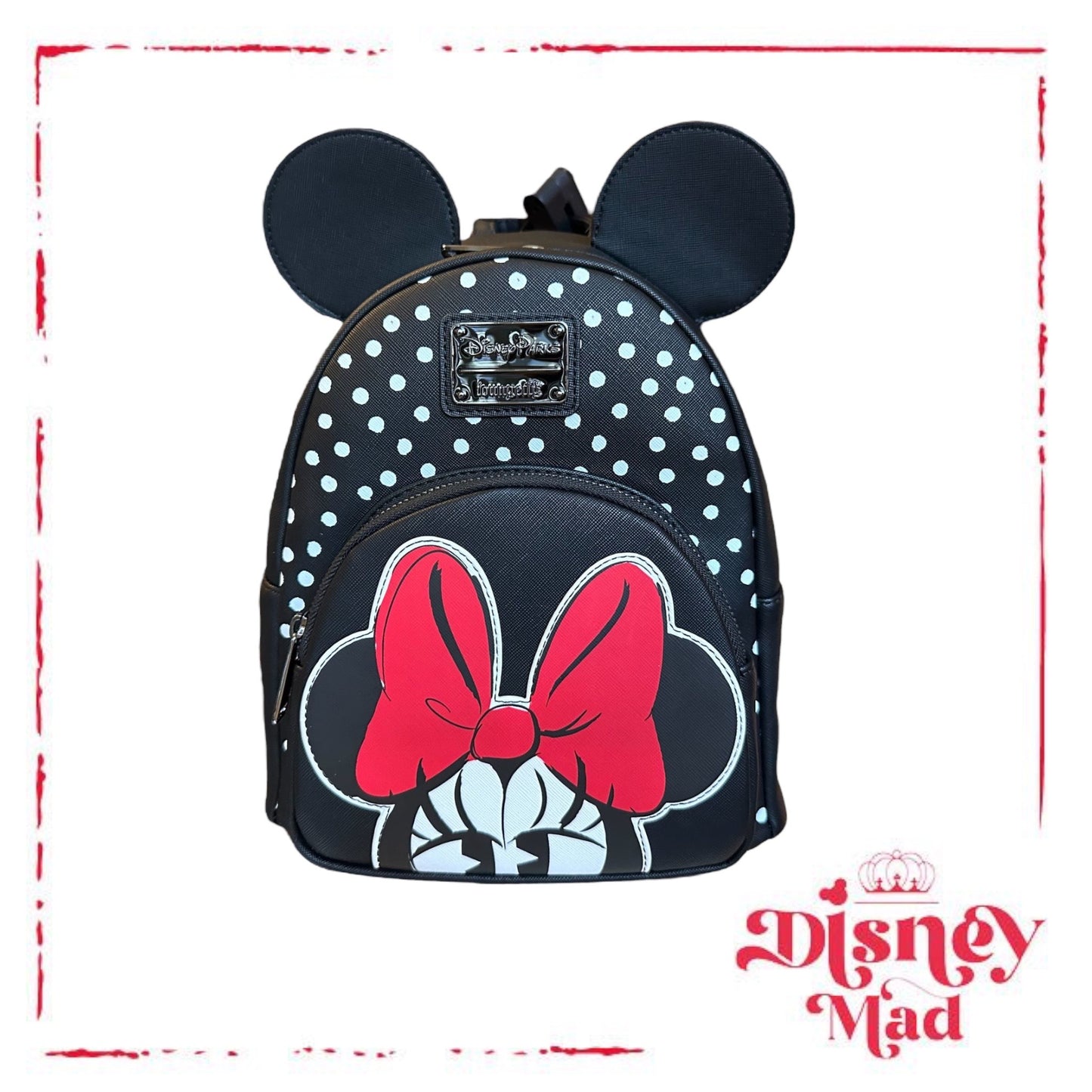 Disney Parks Minnie Mouse Black and White Polka Dot Loungefly Backpack